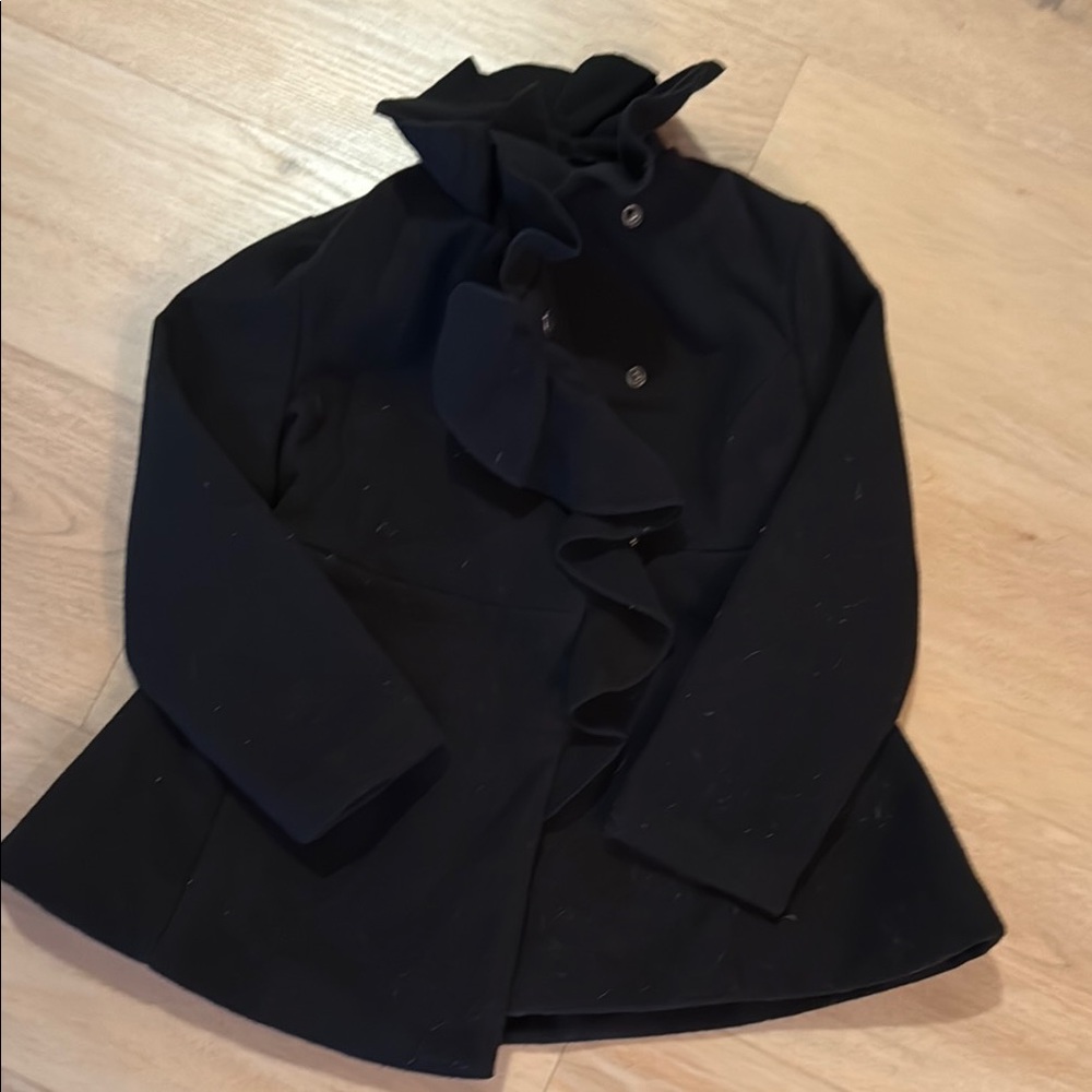 Elegant Black Ruffled Women's Jacket